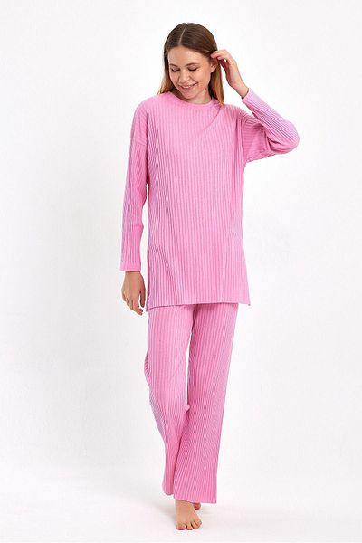 cankids Powder Colored Women's Ribbed Tracksuit and Pajama Set - Casual Home Wear