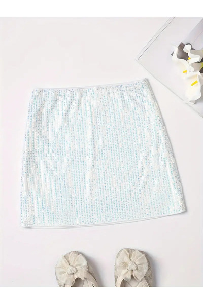 miço kids Plain Color Sequin Decorated Etek