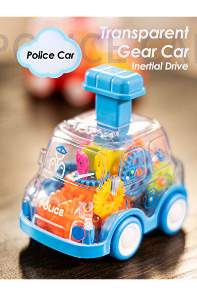 Choice Police car Children's Cartoon Press Gear Car Toy Lnertia Pull-back Transparent Car Baby Puzzle slidi