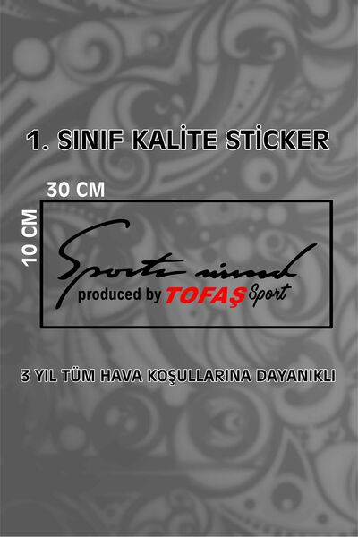 ÖZGÜL REKLAM ملصق Tofaş Sport Mind مقاس 30 × 10 سم - ملصق Tofaş للمركبة