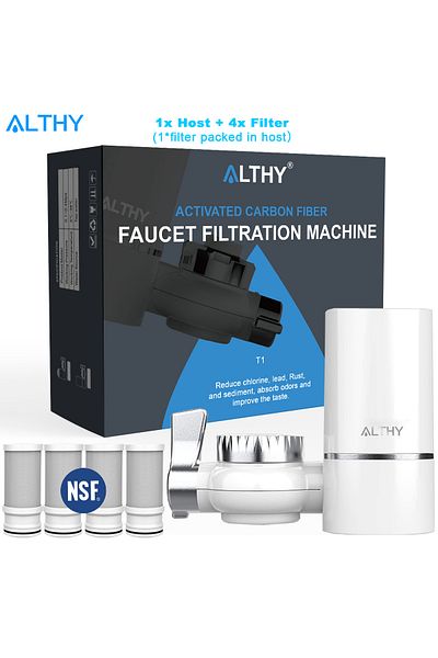 ALTHY 1xhost And 4xfilter Faucet Tap Water Filter Purifier System, Reduces Lead, Chlorine & Bad Tast
