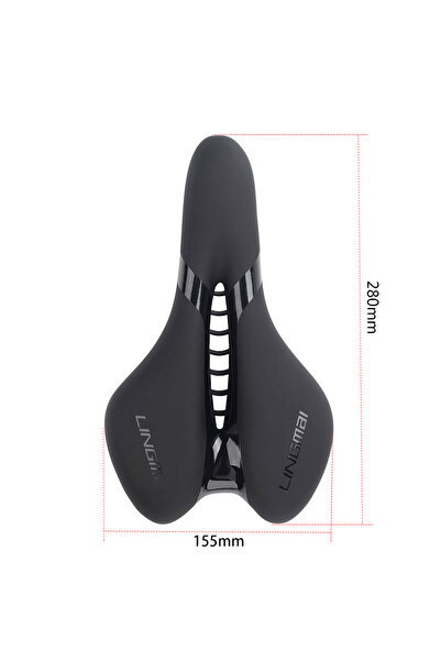 LINGMAI مقعد دراجة B1 أسود للرجال والنساء، سرج دراجة مقاوم للماء ناعم ممتص لل...