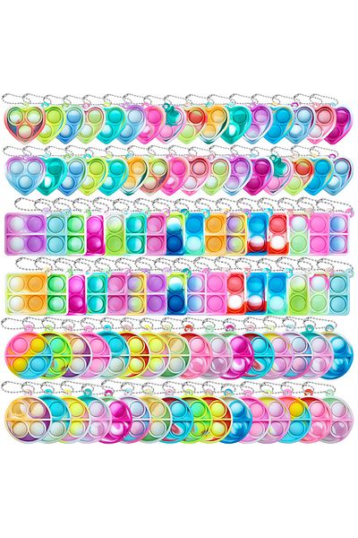 Choice 1set 20pcs Mini Pop Keychain Toddler Sensory Fidget Toys Bulk For Classroom Prizes Kids Birthday Par
