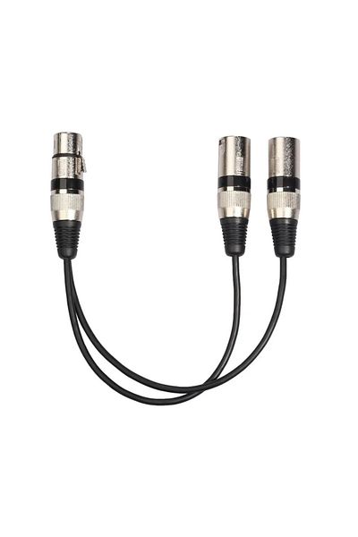 Choice كابل محول 30 سم من مقبس XLR أنثى أسود إلى قابس ذكر مزدوج Y Splitter 30 سم لمكبر الصوت