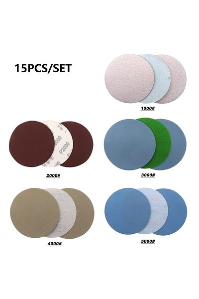 Choice 15PCS 5 Inch Wet Dry Sanding Discs Assorted 3000-5000 Grit Sandpaper 125mm Compatible for Random ...