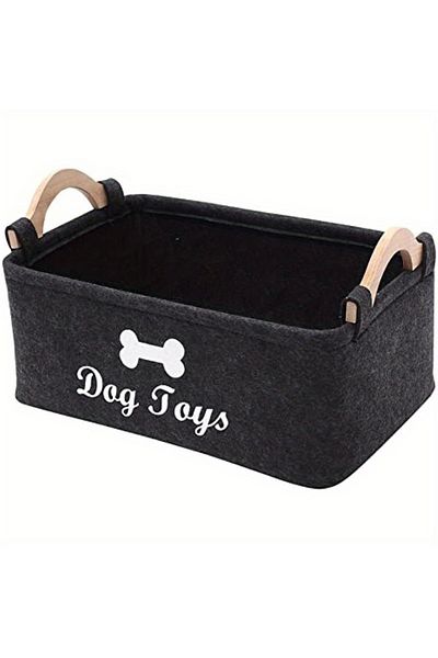 Choice 38X25X18cm black 1pc Felt Pet Toy Box, Dog Toy Box, Storage Basket Chest Organizer For Organizing Pe