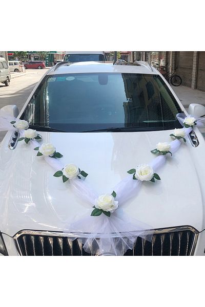 Choice White 1set Wedding Car Decoration Car Head Flower Wedding Supplies Wedding Main Wedding Car Layout S