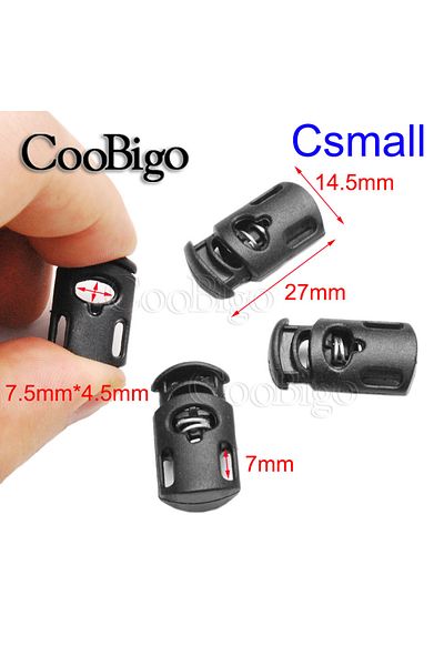 Choice C Small 50pcs Plastic Cord Lock Stopper Spring Toggle Clip Clamp For Paracord Drawstring Rope Lanyar
