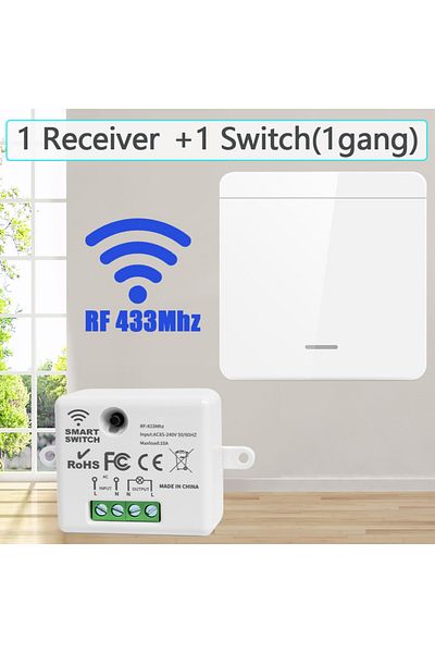 LOLGOOD 1 Receiver 1switch Wireless Smart Switch Light Rf 433mhz 1/2/3gang 86 Wall Panel Switch With Remote