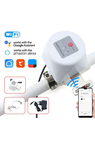 HOENYZY White Eu Plug Tuya Wifi Water Valve Gas Shutoff Ball Valve Timer Garden Smart Faucet Controller Sup