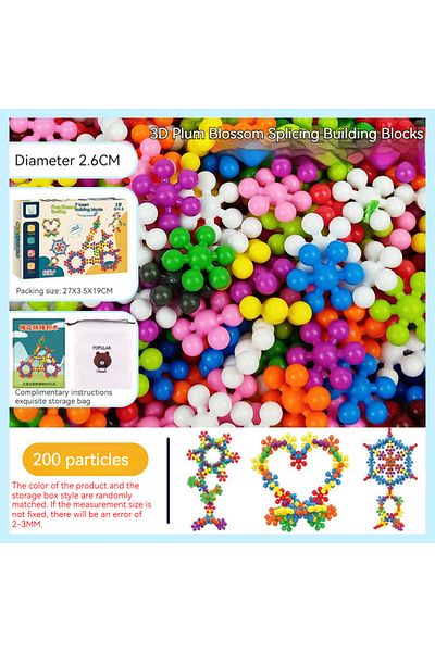 Choice Box 200pcs Children Colorful Plastic Plum Blossom Building Blocks Fun Assembled Snowflake Pieces Ins
