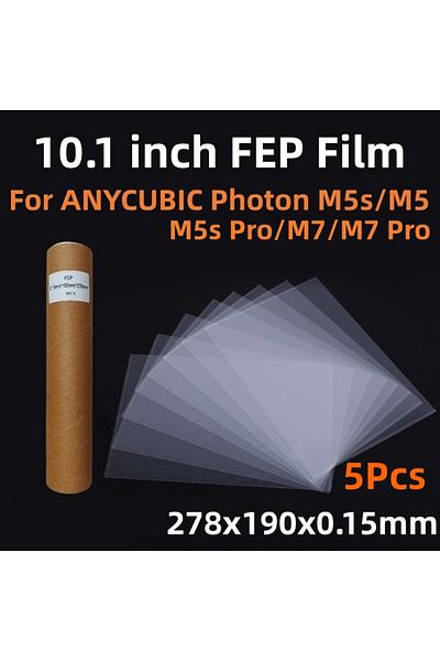 Choice 5 Pcs Fep Film 10.1 Inch 278x190x0.15mm for ANYCUBIC Photon Mono M5s M5 M5s Pro M7 M7 Pro UV Resi...