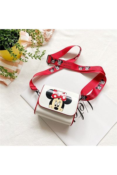 Choice White Minnie Disney Mickey Children's Bag Minnie New Shoulder Bag Cute Cartoon Crossbody Bag Trendy