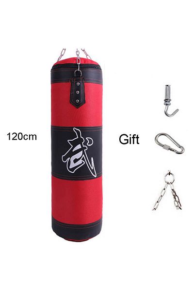 Choice Red-120cm Heavy Punch Sandbag Durable Boxing Bag with Metal Chain Hook And Carabiner for Fitness Tra