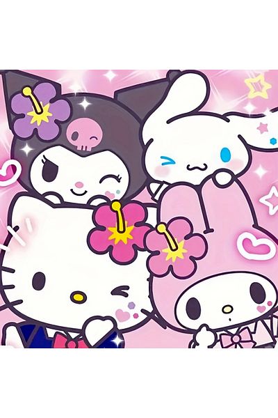 Miniso Full Round 20x20cm 7620 Sanrio Diamond Embroidery Hello Kitty Melody Cross Stitch Kuromi Cinnamoroll