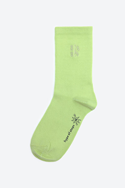 Hype of Steps Acid - Nakışlı Parlak Yeşil Çorap