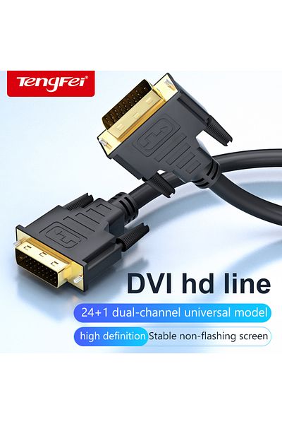 Choice كابل DVI أسود عالي السرعة بطول 3 أمتار، 1 متر، 1.8 متر، 2 متر، 3 متر، قابس مطلي بالذهب، ذكر إلى ذكر، كابل DVI إلى DVI بدقة 1080 بكسل لشاشات LC