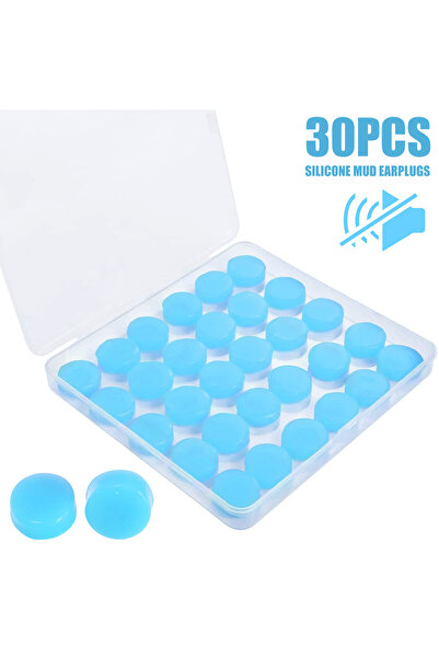 Choice سدادات أذن سيليكون زرقاء 30 قطعة قابلة لإعادة الاستخدام للنوم والسباحة والسفر والعمل والدراسة