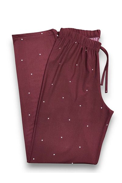 FORMO Women's Burgundy Polka Dot Stretchy Comfortable High Quality Milan Fabric Sleepwear Bottoms
