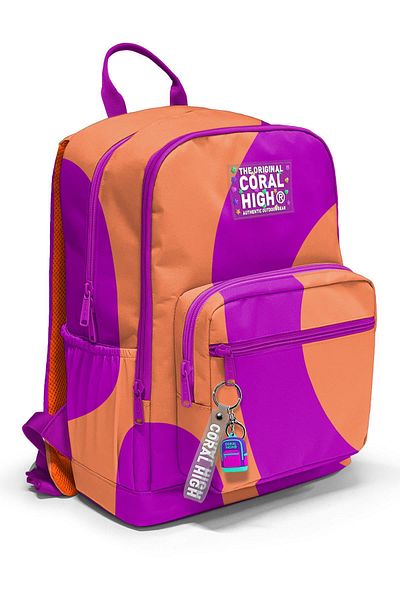 Coral High Rucsac de școală cu model portocaliu roz închis 23684