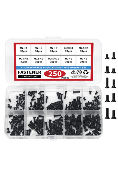 Choice مجموعة براغي فيليبس ذات رأس مسطح مكونة من 250 قطعة، مجموعة براغي فولاذ...