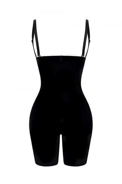 MİSTİRİK Pagliye Model Detachable Strap Laser Cut Shorts Corset Black Color