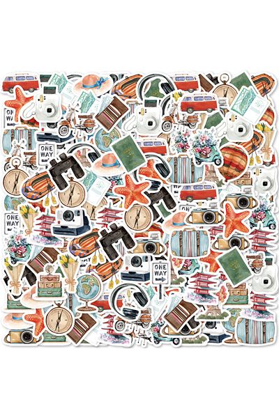 Choice 46pcs Vintage Travel Graffiti Decals Decorated Notebook Water Cup Diary Suitcase Guitar Classic T...