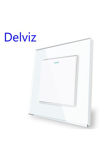Choice 1 Gang 2 Way Delviz Toughened Glass Switch, White Crystal Panel 16a Power Outlet,1 Gang 2 Way Push B