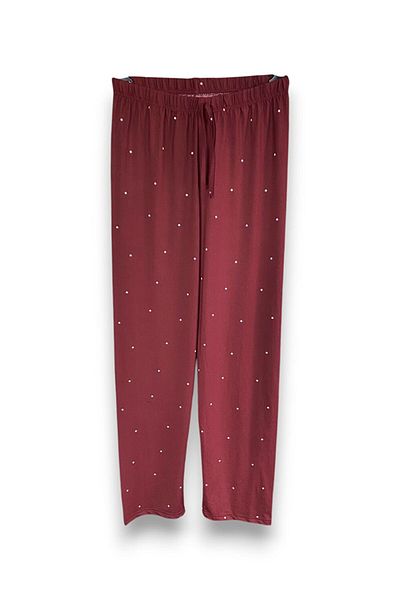 FORMO Women's Burgundy Polka Dot Stretchy Comfortable High Quality Milan Fabric Sleepwear Bottoms