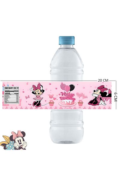 Disney 30 Bottel Label-a 10/50pc Minnie Water Bottle Label Birthday Decorations Waterproof Stickers