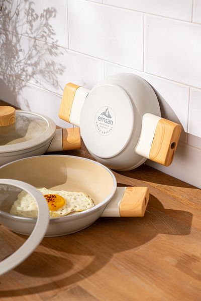 Emsan 6 Piece Cream Swiss Crystal Pan Set