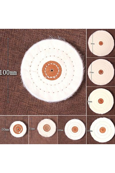 DAZZLEEX 75mm Cloth Buffing Polishing Wheel Arbor Buffer Polish Grinder Pad Mat White Grinding Sanding Head A