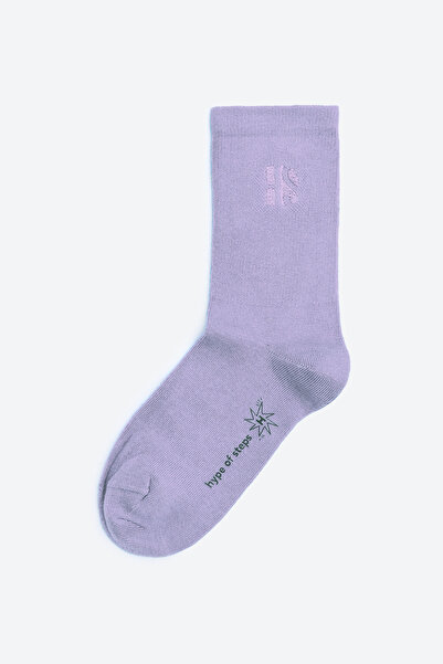 Hype of Steps Lavender - Nakışlı Lila Çorap