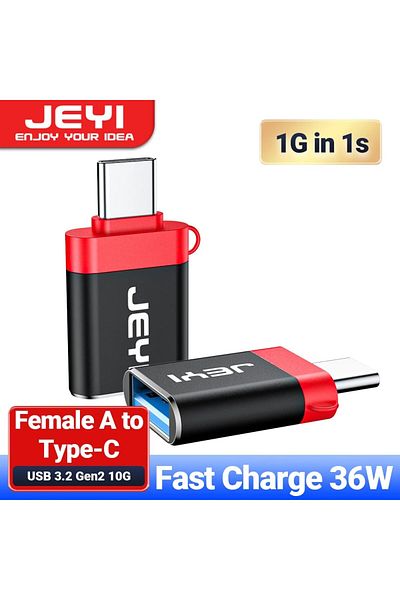 JEYI محول USB 3.2 إلى C، USB 3.2 إلى Type C، Otg 10g؛ محول شحن سريع 36 وات من Type C إلى USB 3.2؛
