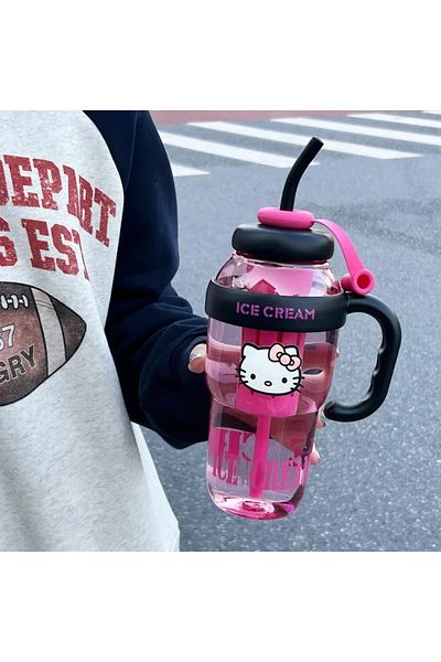Choice E 1300ml Sanrio Water Cup Hello Kitty Anime Straw Cup Cartoon Cute Large Capacity Outdoor Activiti.
