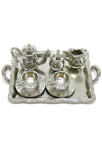 Choice Silver 10pcs 1: 12 Dollhouse Miniature Furniture Accessories Dining Ware Metal Tea Cup Plate Model S