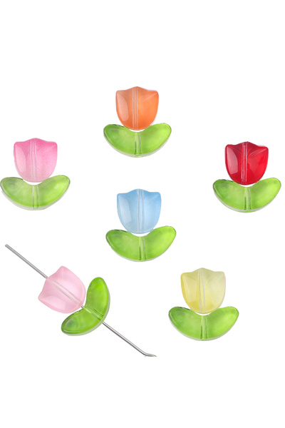 Choice 25sets style3 25Sets Jelly Powder Gradient Glass Tulip Petal Beaded Ma...