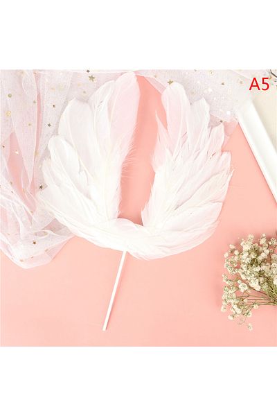 Choice A5 1pc Angel Feather Wing Flag Cake Toppers For Wedding Birthday Party Top Decor Kitchen Tool Access