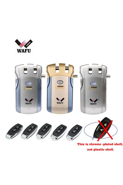 YiHESZ Wafu 019 Remote Control Lock 433Mhz Door lock Invisible Deadbolt Smart Lock With 5 Chrome plated ...