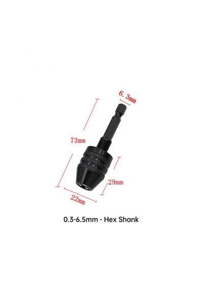 Choice Hex Black 0.3 To 6.5 Mini Keyless Chuck Electric Drill Bits Collet Converter Extension Screwdriver D