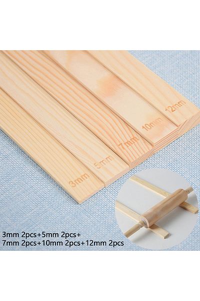 WHPHous 10Pcs 3/5/7/10/12MM Ceramic Clay Board Guide Pine Wood Strip Wooden Ruler Ceramic Tool Rolling Cl...