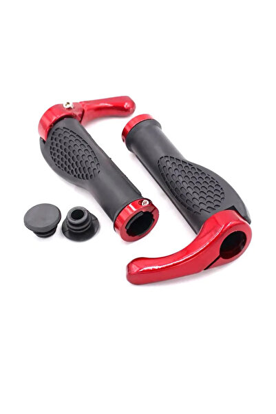 Choice غطاء نهاية مقود دراجة مطاطي مضاد للانزلاق باللون الأحمر وقفل من سبائك ...