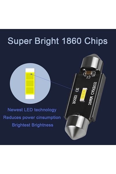 Choice قطعتان من مصباح فيستون مقاس 36 مم قطعتان من مصباح إشارة C5w LED CSP 1860 لمبة Canbus مقاس 31 مم 36 مم 39 مم 41 مم مصباح فيستون C