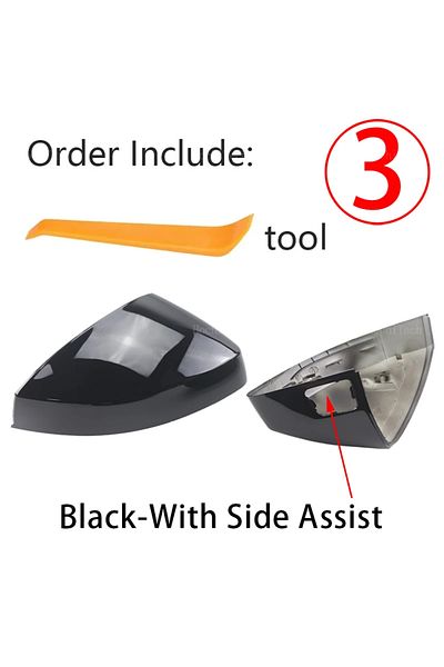 Choice 3.black With Assist Replacement Rearview Side Mirror Covers Cap Carbon Fiber Pattern Glossy For Audi