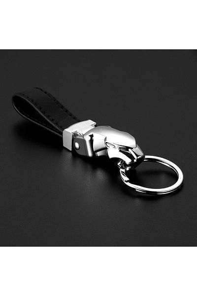Choice Car Luxury Leopard Head Genuine Leather Key Chain Key Rings Holder Metal Keychains for Jaguar F-P...