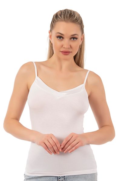 ÖZKAN underwear Özkan 2040 - قميص داخلي نسائي مرن ومريح، ياقة ساتان فيسكوز ممتازة، حزام رفيع
