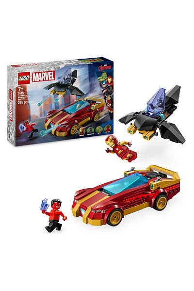 LEGO Marvel Iron Man with Carriage Black Panther Red Hulk a Against 76310