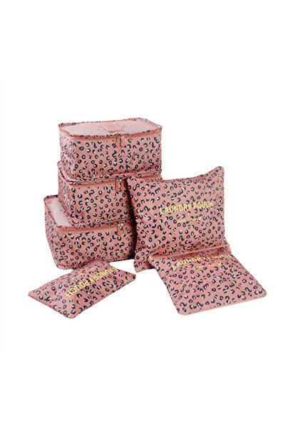 Choice مجموعة منظم السفر بطبعات جلد النمر مكونة من 6 قطع وحقيبة تخزين محمولة ...