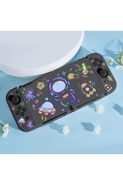 DUTRIEUX Style2 Spaceman Case For Nintendo Switch Oled Protective Case Clear Case Tpu Soft Protect Shell Game