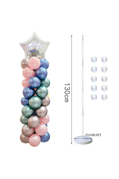 Choice حامل عمود بالونات شفاف من Deep Sapphire مكون من قطعة واحدة بطول 130 سم...